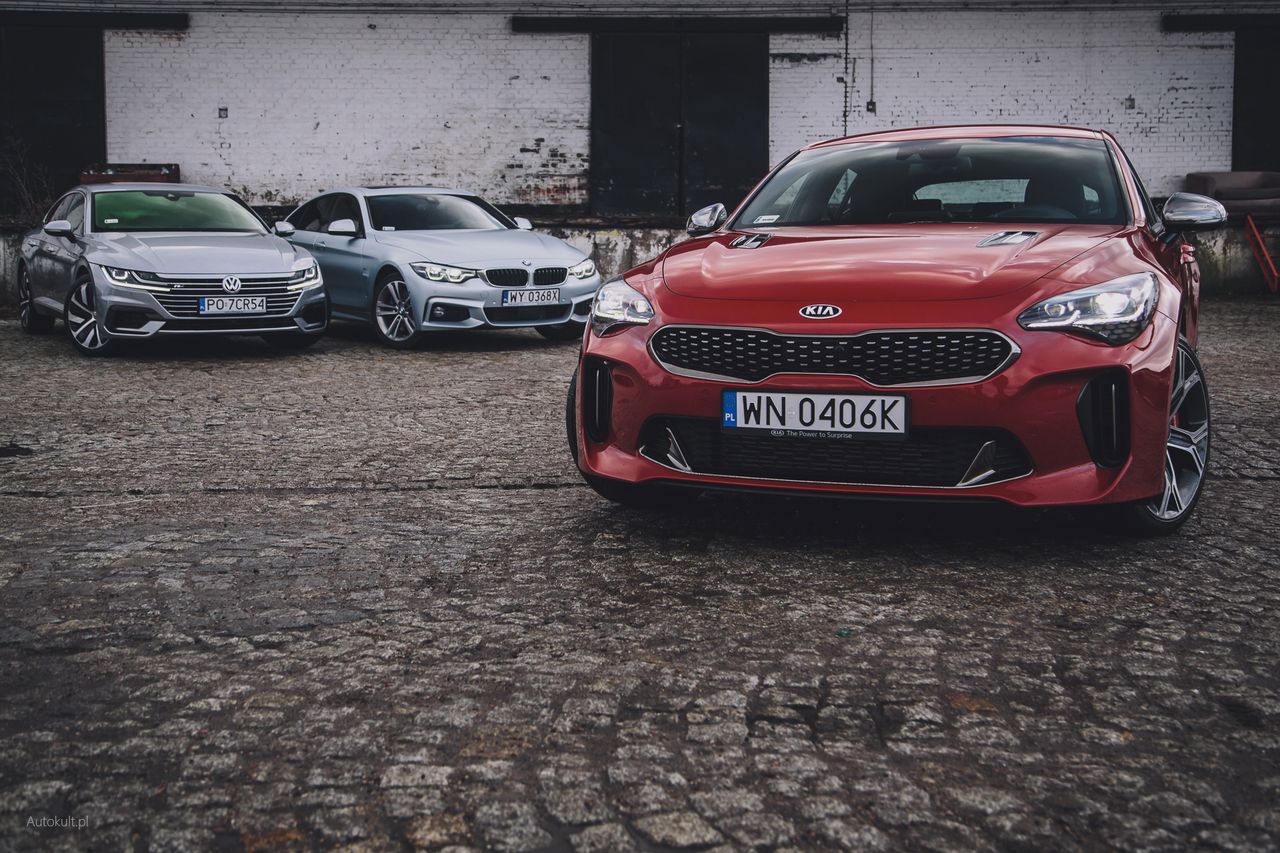 Chwila prawdy: Kia Stinger podejmuje wyzwanie VW Arteona i BMW 4 Gran Coupé