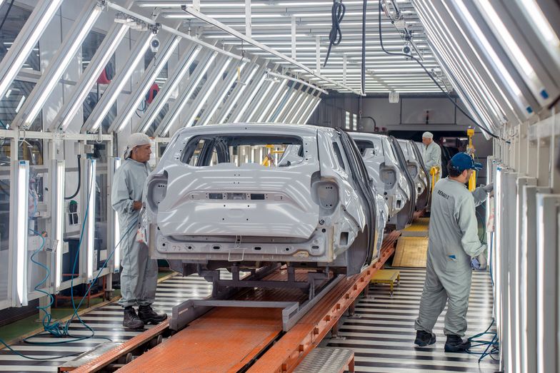 Workers prepare Renault SA Kwid compact vehicles for painting at the Renault-Sofasa Envigado Assembly Plant in Medellin, Colombia, Wednesday, April 2, 2025. After a $100 million investment to modernize the Envigado plant, Renault-Sofasa is launching the Kwid, manufactured in Colombia, to meet domestic market demand and export to 15 Latin American countries. Photographer: Edinson Arroyo/Bloomberg via Getty Images