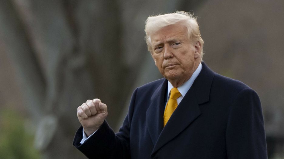 Temporary
President Donald Trump pumps his fist before departing on Marine One from the South Lawn of the White House, Friday, March 7, 2025, in Washington. (AP Photo/Alex Brandon)
Alex Brandon