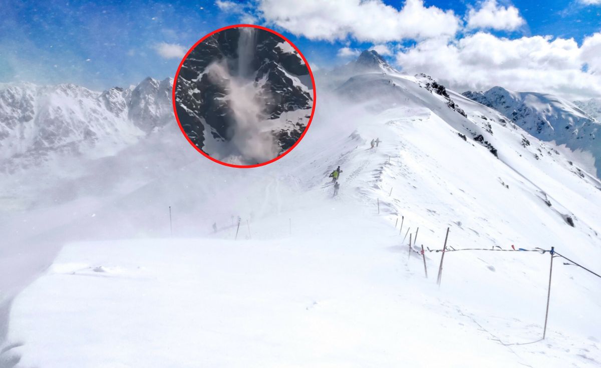 tatry, lawina, turysta Nagle zeszła potężna lawina. O włos od tragedii w Tatrach