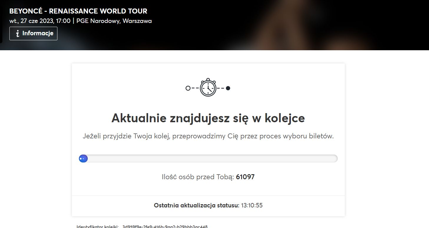 Szczytowy moment kolejki na koncert Beyonce w Polsce