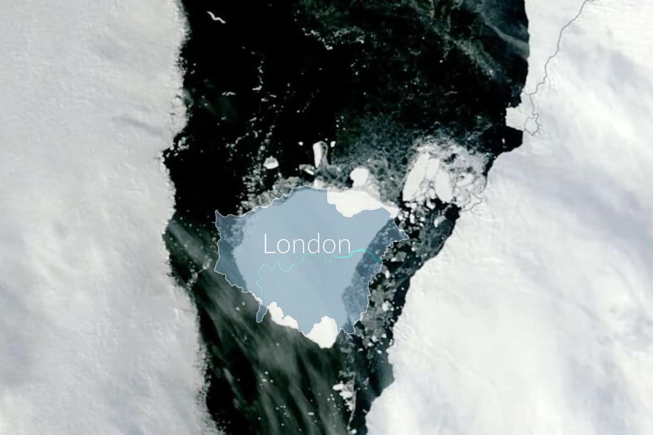 Lodowiec wielkości Londynu dryfuje po wodach Antarktydy. To pierwsze jego nagranie