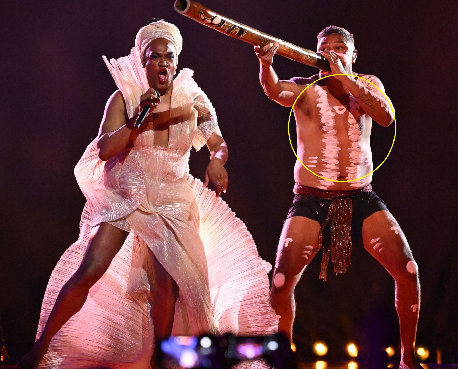 First Semi-Final of 68th Eurovision Song Contestepa11325651 Electric Fields representing Australia with the song 'One milkali (One blood)' perform during the first semi-final of the 68th Eurovision Song Contest (ESC) at Malmo Arena, in Malmo, Sweden, 07 May 2024. The ESC has two semi-finals, held on 07 and 09 May, and a grand final on 11 May 2024.  EPA/Jessica Gow/TT  SWEDEN OUT Dostawca: PAP/EPA.Jessica Gow/TT