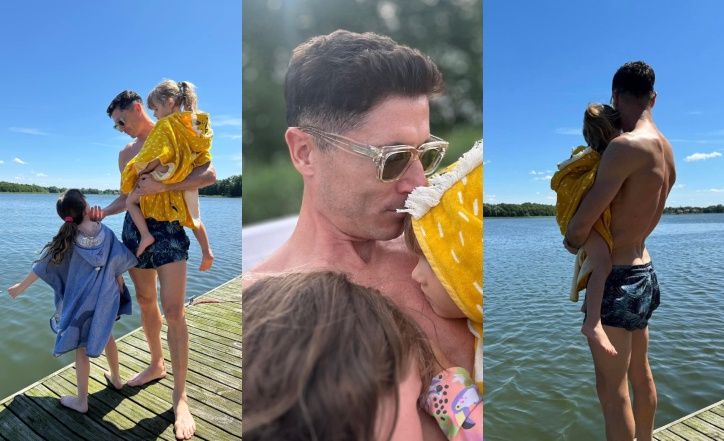 Robert Lewandowski wypoczywa z córkami