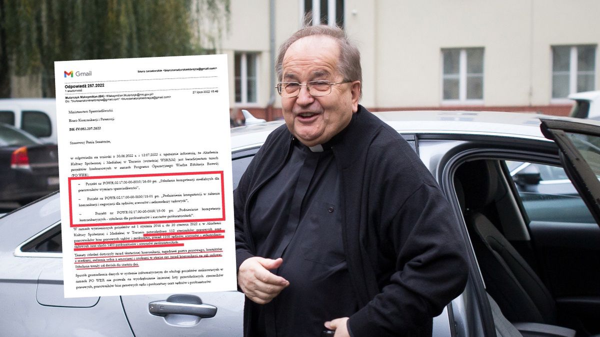 Resort sprawiedliwości poinformował o szkoleniach dla prawników, organizowanych na uczelni ojca Rydzyka