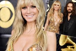 Heidi Klum na Grammy. Co za dekolt! Młody mąż nie odstępował jej na krok