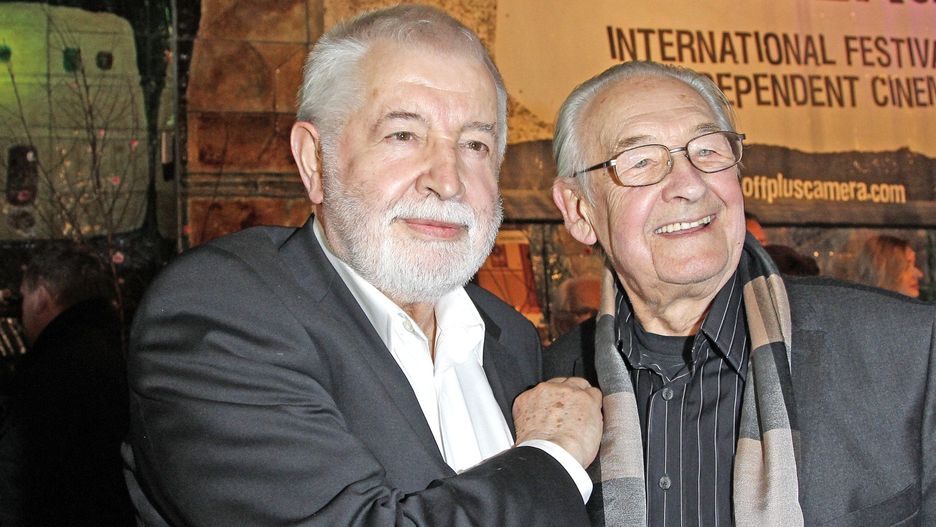 Janusz Majewski i Andrzej Wajda na OFF Camera Festival w Krakowie, 2011 r.