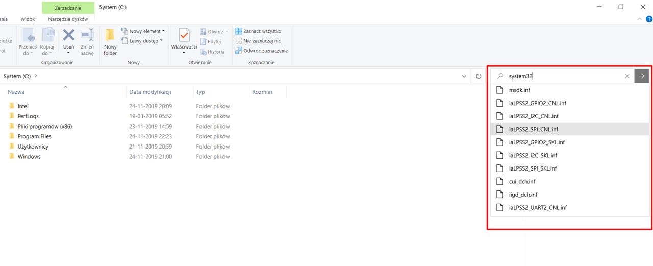 Kłopotliwa wyszukiwarka w Eksploratorze Windows 10 19H2.