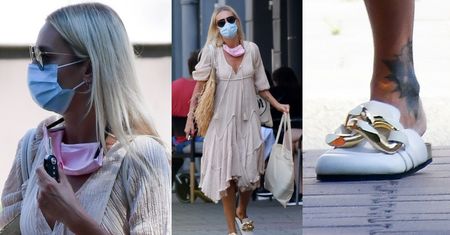 Uzbrojona w dwie maseczki Agnieszka Woźniak-Starak mknie do restauracji w klapkach za DWA I PÓŁ tysiąca złotych (ZDJĘCIA)