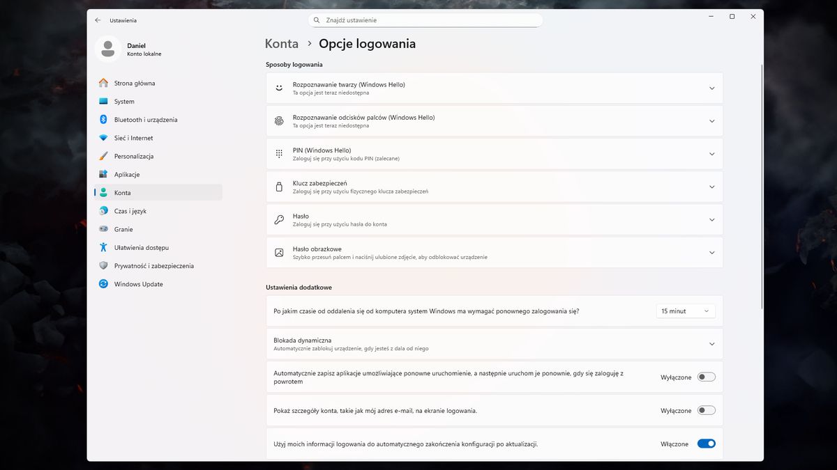 Jak skonfigurować Windows Hello i logowanie bez hasła?