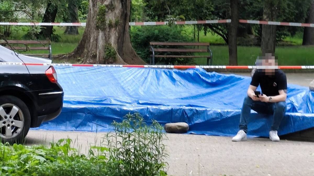 Fontanna przy ul. Wallenroda zabezpieczona przez policję, padłe gołębie