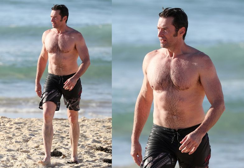 48-letni Hugh Jackman na plaży w rodzinnym Sydney