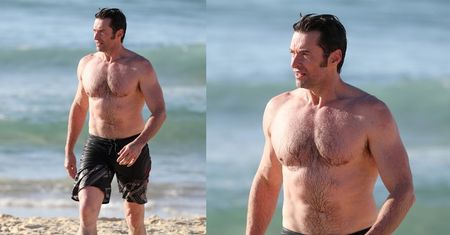 Umięśniony Hugh Jackman kąpie się w oceanie (ZDJĘCIA)