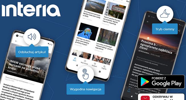 Nowa aplikacja Interii na Androida z opcją „Czytaj artykuł” i trybem ciemnym