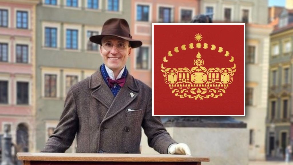 Kataryniarz Jan i logo Zamku Królewskiego