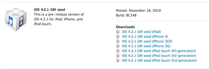 Apple wydaje iOS 4.2.1 Golden Master