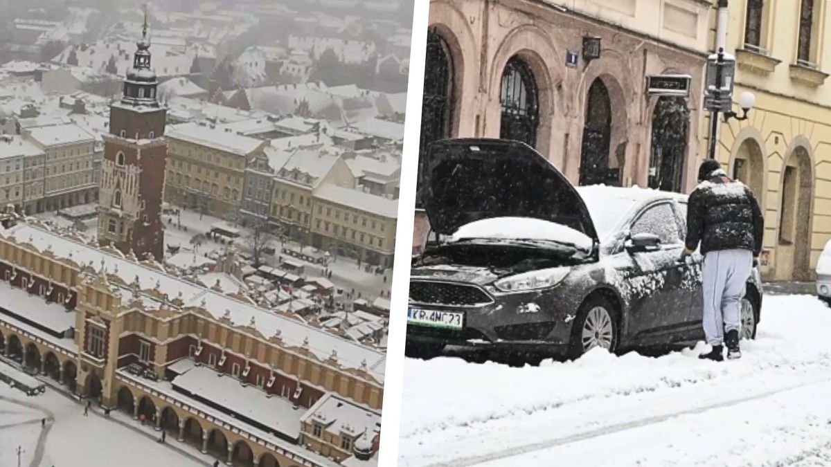 woj. małopolskie, śnieżyca, atak zimy Potężne śnieżyce w Krakowie. Śnieg sparaliżował miasto