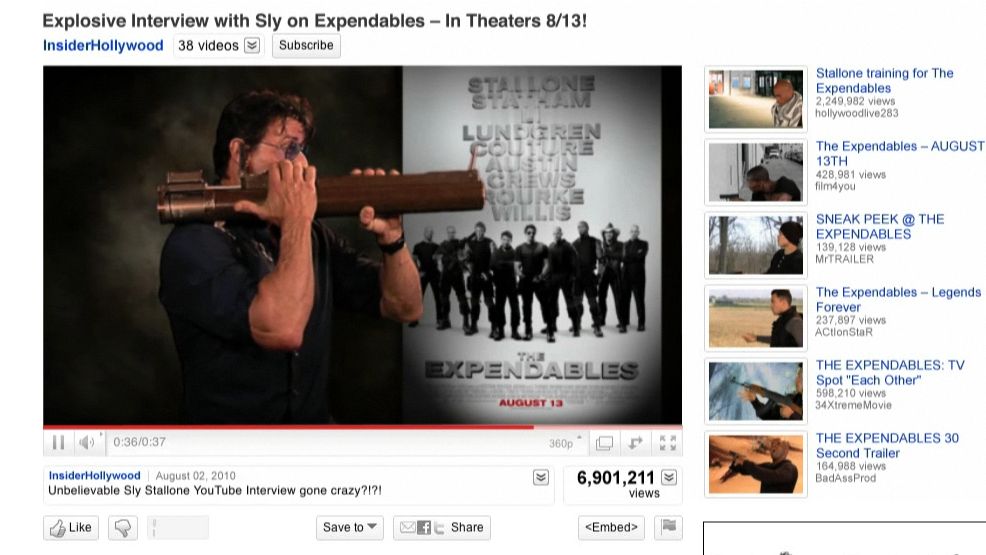 Stallone demoluje YouTube, czyli kreatywna reklama The Expendables 1