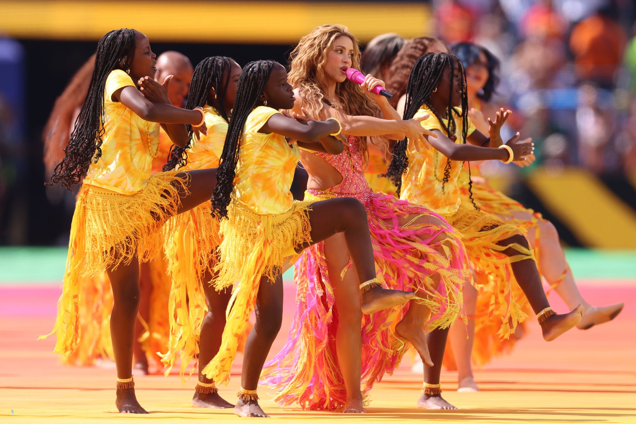 EAST RUTHERFORD, NEW JERSEY - JULY 19:  Shakira performs during the FIFA World Cup 2026 Final match between Spain and Argentina at New York New Jersey Stadium on July 19, 2026 in East Rutherford, New Jersey. (Photo by Catherine Ivill - AMA/Getty Images)