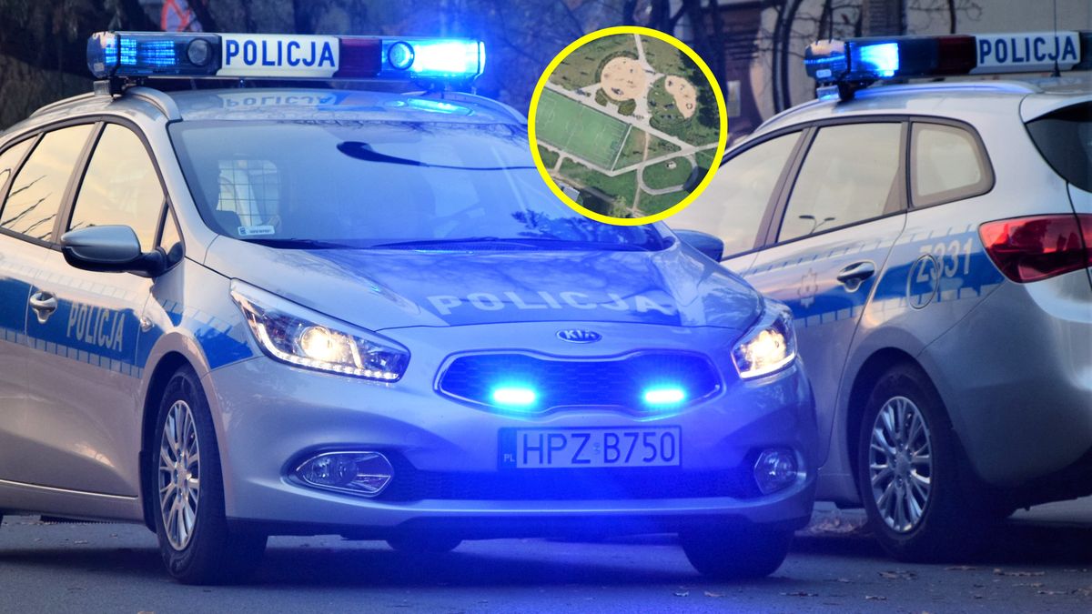 Kobieta uderzona w głowę na placu zabaw.