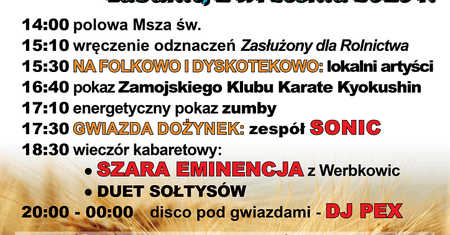 Dożynki Gminy Łabunie 2019. Dla publiczności wystąpi zespół Sonic