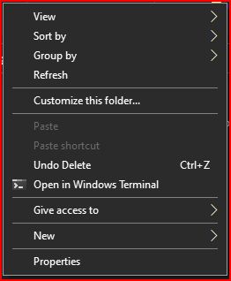 Opcja uruchomienia katalogu w Windows Terminal