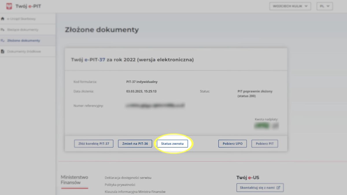 Sprawdź status podatku w usłudze Twój e-PIT