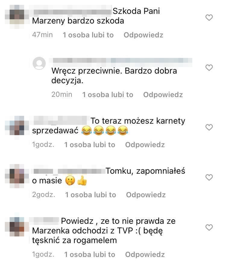 Fani wypytują Tomasza Kammela o odejście Marzeny Rogalskiej