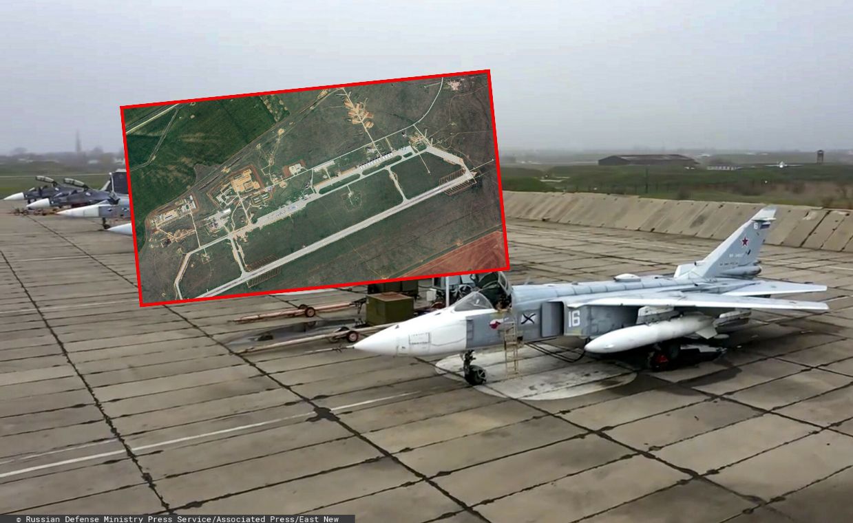 Ukraine on the construction of Russian protective hangars. Satellite photos shown (Russian Defense Ministry Press Service via AP; Twitter)