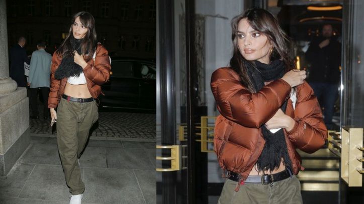 Emily Ratajkowski odsłania płaski brzuch w drodze do warszawskiego hotelu
