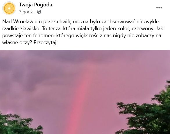 Czerwona tęcza nad Wrocławiem