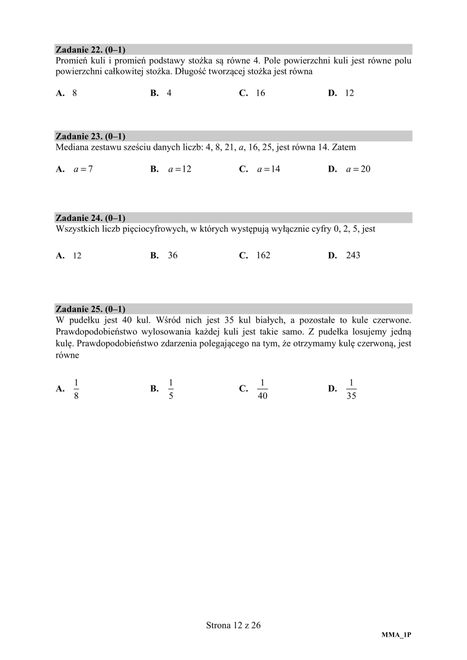 Matura z matematyki 2019