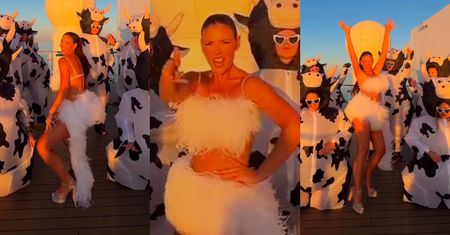 Tymczasem na panieńskim Klaudii Halejcio: przyjaciółki przebrane za KROWY i kręcenie tyłeczkiem w rytm hitu Beyonce. Przednia zabawa? (WIDEO)