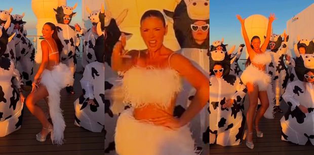Tymczasem na panieńskim Klaudii Halejcio: przyjaciółki przebrane za KROWY i kręcenie tyłeczkiem w rytm hitu Beyonce. Przednia zabawa? (WIDEO)