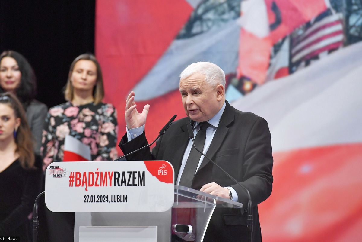Kaczyński w trakcie spotkania z wyborcami PiS, styczeń 2024 r.