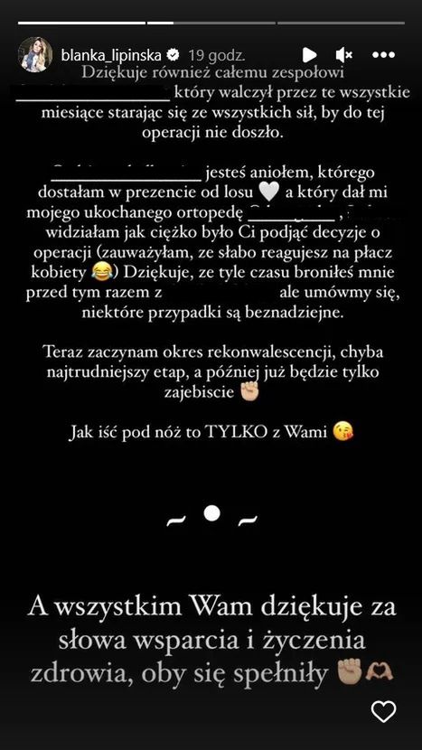 Blanka Lipińska wyszła ze szpitala