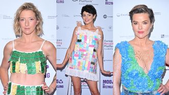 Lara Gessler, Dorota Gardias i Monika Richardson prezentują zmyślne kreacje podczas pokazu "Moda na recykling". Zadały szyku?