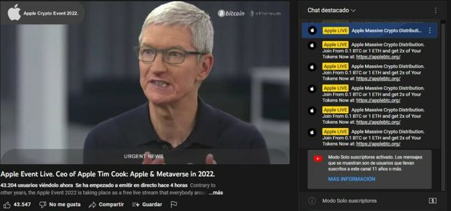 Zrzut ekranu z fałszywej prezentacji Apple