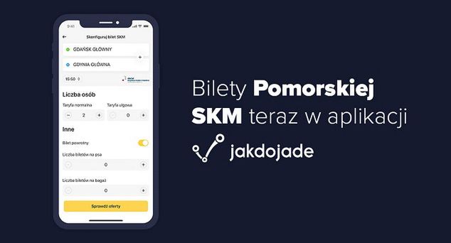 Bilety pomorskiej SKM do kupienia w aplikacji Jakdojade