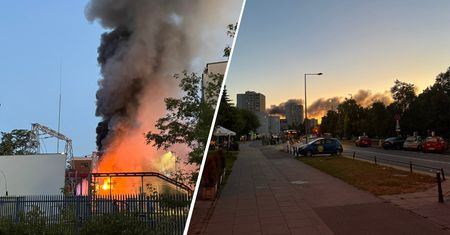 Warszawa: pożar stacji energetycznej na Grochowie