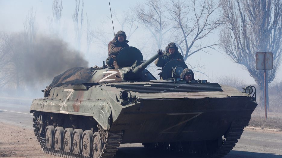 A view shows an armoured convoy of pro-Russian troops outside Volnovakha
Service members of pro-Russian troops in uniforms without insignia are seen atop of an armoured vehicle during Ukraine-Russia conflict outside the separatist-controlled town of Volnovakha in the Donetsk region, Ukraine March 12, 2022.,Image: 669259239, License: Rights-managed, Restrictions: , Model Release: no, Credit line: ALEXANDER ERMOCHENKO / Reuters / Forum
ALEXANDER ERMOCHENKO / Reuters / Forum
politics, defence, civil unrest, war, category_code_def, category_code_europ, category_code_war, category_code_pol, category_code_vio, category_code_politics, category_code_defence, category_code_civil unrest