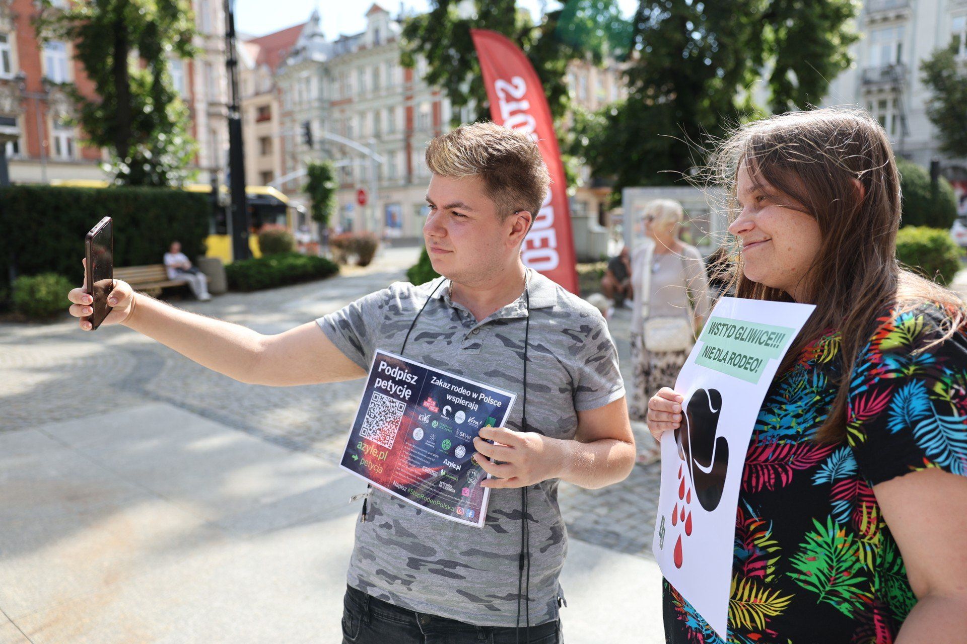 Protest w Gliwicach przeciwko organizacji rodeo