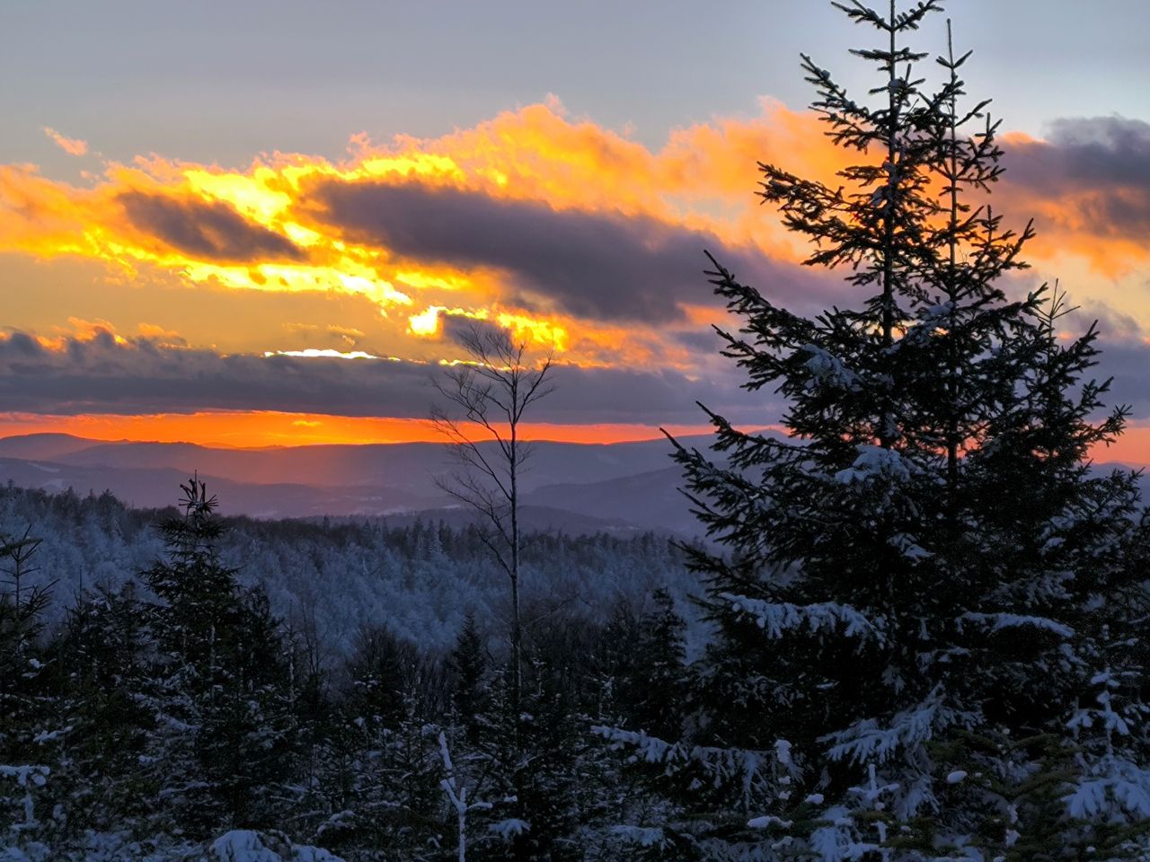Zachód słońca na Klimczok i Szyndzielnia