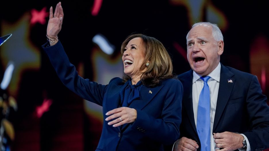 Kamala Harris i kandydat na wiceprezydenta Tim Walz