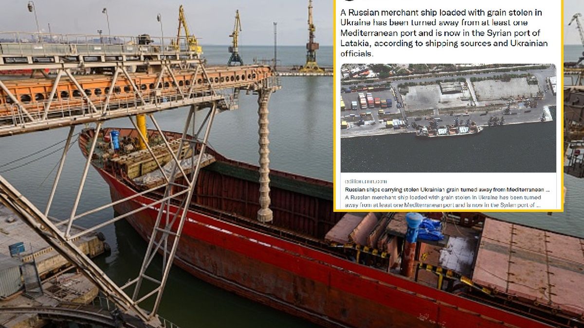 TRosyjski statek ze zbożem skradzionym z Ukrainy w porcie w Syrii 