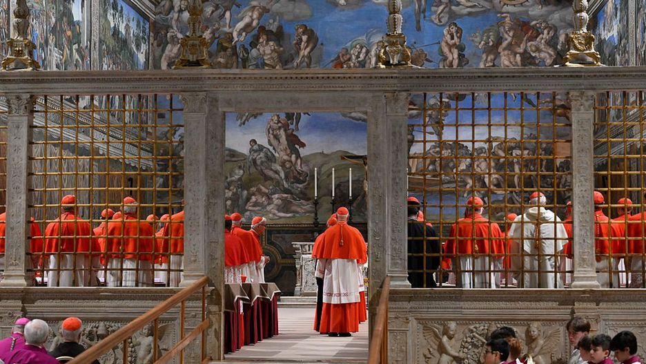 Vatican Holds Conclave To Elect New Pope
VATICAN CITY, VATICAN - MAY 07: (EDITOR NOTE: STRICTLY EDITORIAL USE ONLY - NO MERCHANDISING) Cardinals attends the opening of the Conclave in the sistine Chapel on May 07, 2025 in Vatican City, Vatican. Cardinals of the Catholic Church have descended on Vatican City to commence the papal conclave, the secretive voting process held in the Sistine Chapel that requires a two-thirds majority to elect the new leader of the Catholic Church. The election follows the death of Pope Francis on April 21 at the age of 88. (Photo by Vatican Media/Vatican Pool - Corbis/Corbis via Getty Images)
Vatican Pool - Corbis