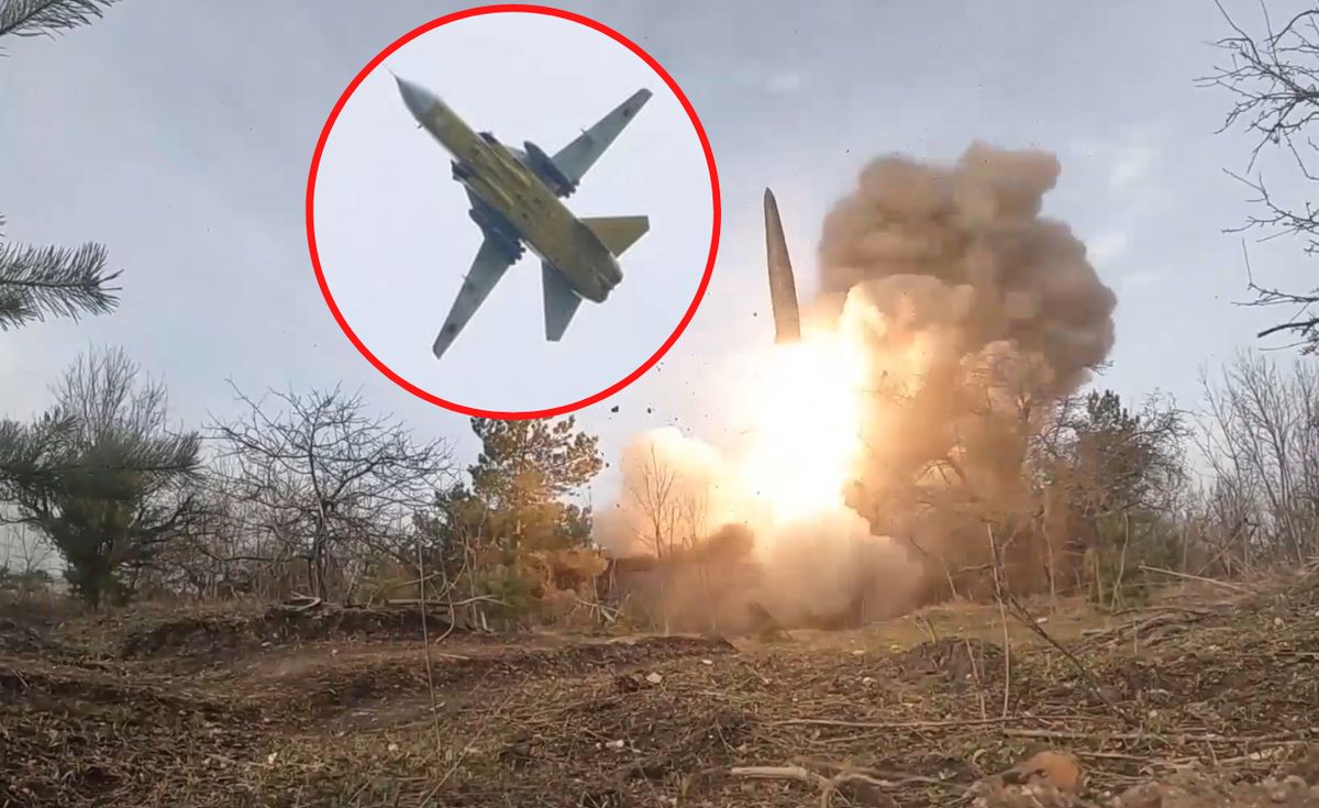 Rosyjska wyrzutnia rakiet Iskander i ukraiński Su-24 z pociskami Storm Shadow