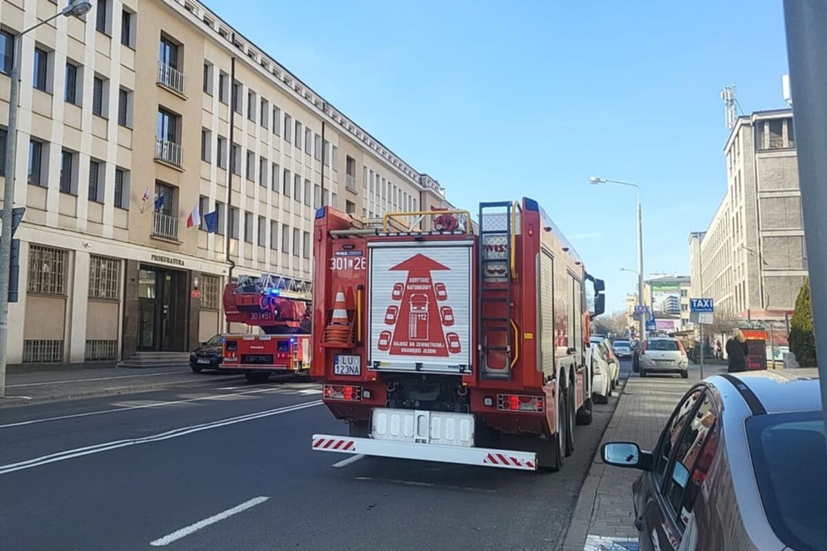 Straż pożarna w Prokuraturze Okręgowej w Lublinie