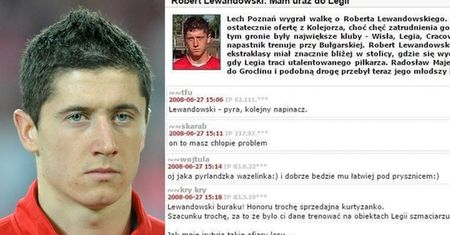 Tak kibice krytykowali Lewandowskiego: "Pyra, cienki jak dupa węża!"
