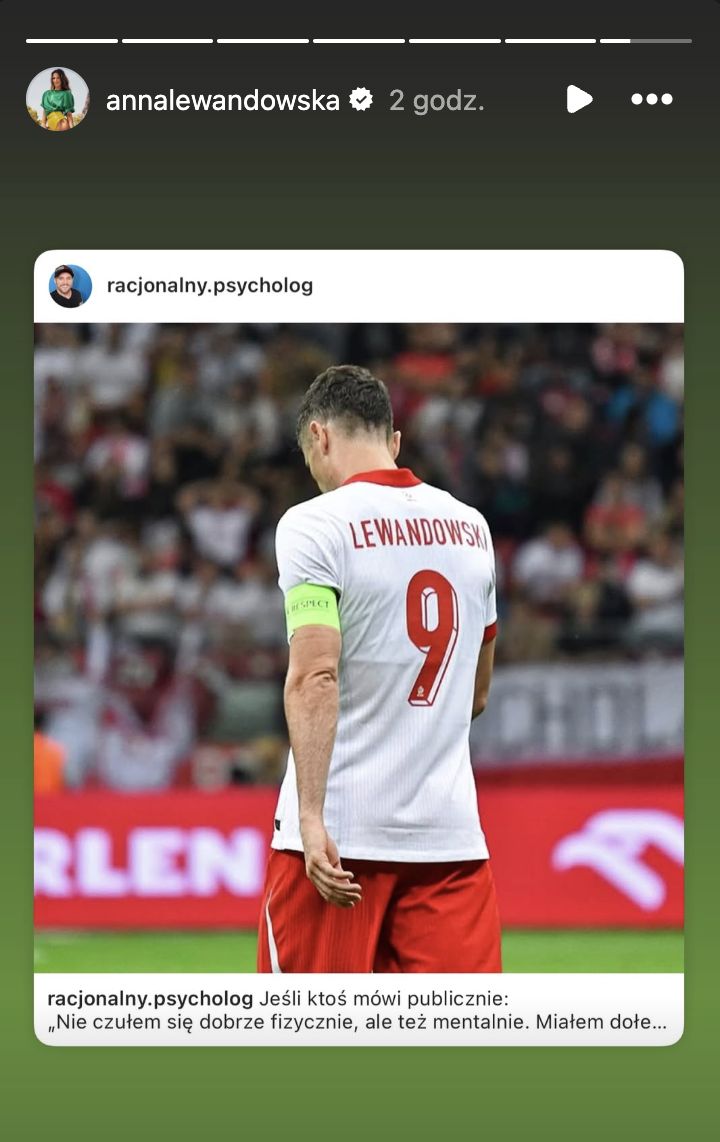 Anna Lewandowska udostępniła post psychologa